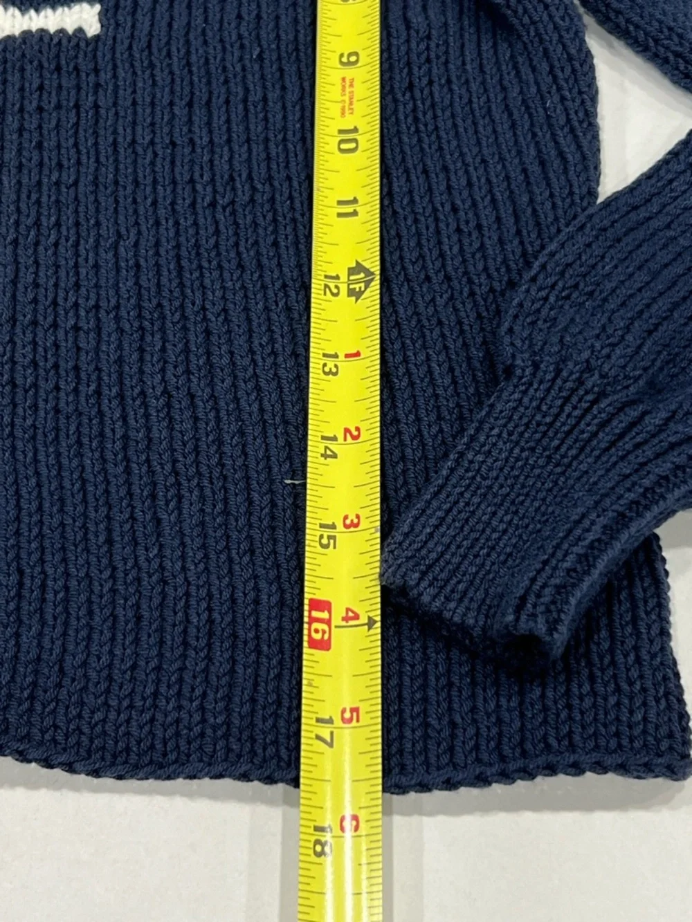 Wooden Ships GAME ON Sweater XS Navy Football Fan Gear Sporty Knitted Cropped - Picture 5 of 8